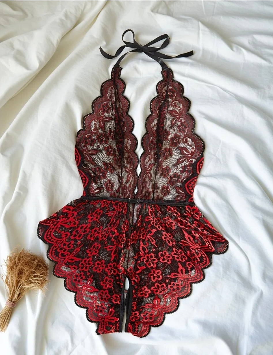 Body Sensual Rendado Vermelho Plus Size